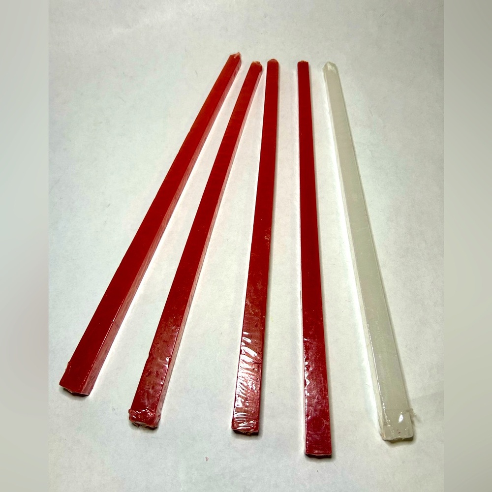 Lot Of 5 12” Taper Pyramidal Square Red White Candles Vintage